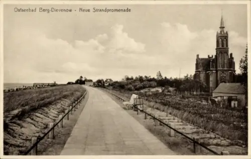 Ak Dziwnów Berg Dievenow in Pommern, Neue Strandpromenade