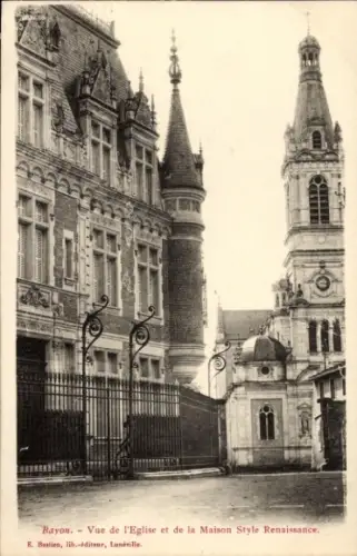 Ak Bayon Meurthe et Moselle, Eglise, Maison im Renaissance-Stil, Stadtansicht, E. Bastien
