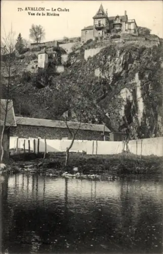 Ak Avallon Yonne,  Le Chalet, Blick auf den Fluss