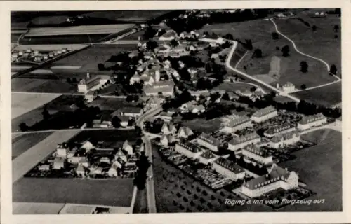 Ak Töging am Inn Oberbayern, Luftaufnahme