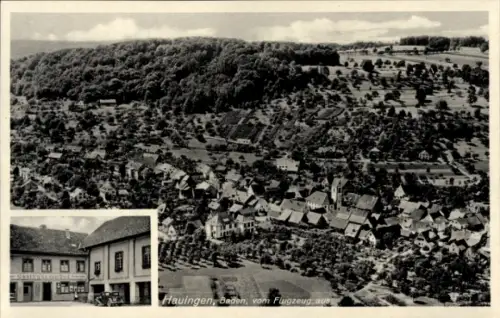 Ak Hauingen Lörrach in Baden, Fliegeraufnahme, Gasthaus zum Bad von Hans Mönch