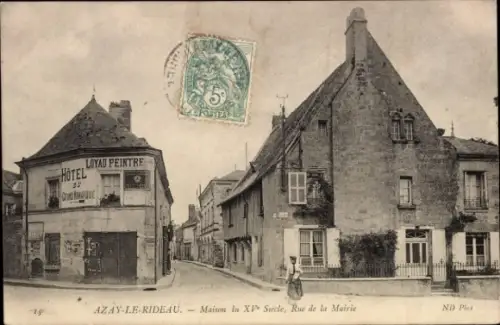 Ak Azay le Rideau Indre-et-Loire, Rue de la Mairie