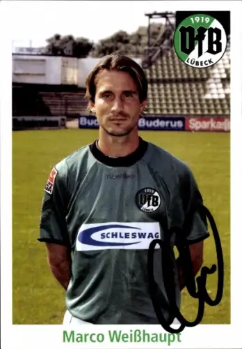 Autogrammkarte Fußballer Marco Weißhaupt, VfB Lübeck, Autogramm