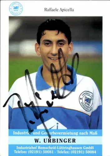 Autogrammkarte Fußballer Raffaele Apicella, FC Remscheid, Autogramm