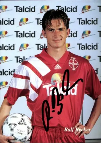 Autogrammkarte Fußballer Ralf Becker, Bayer Leverkusen, Autogramm
