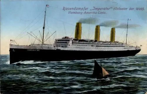 Ak Riesendampfer Imperator der HAPAG, Größter Dampfer der Welt