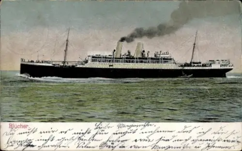 Ak Dampfschiff Blücher, Ansicht Backbord, HAPAG