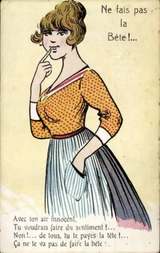 Ak Porträt einer jungen Frau, Bluse, Rock, Kitsch