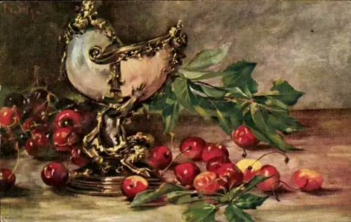 Künstler Ak Früchte, Kirschen, Obst