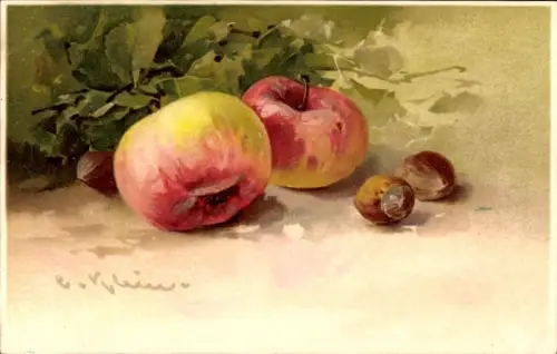 Künstler Ak Klein, C., Früchte, Nüsse