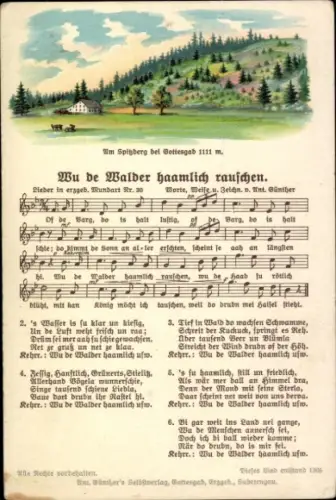 Lied Ak Günther, Anton, Wu da Wälder hamlich rausch'n, Erzgebirgische Mundart Nr. 30, Spitzberg