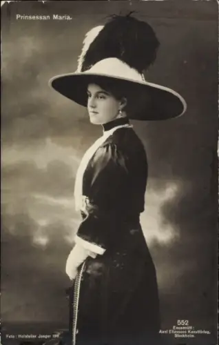 Ak Prinzessin Maria von Schweden, Portrait, Hut