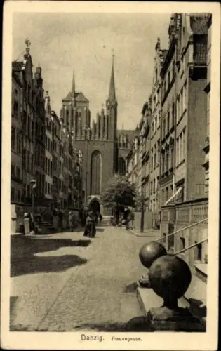 Ak Gdańsk Danzig,  Frauengasse,  Gebäude, Straßenansicht