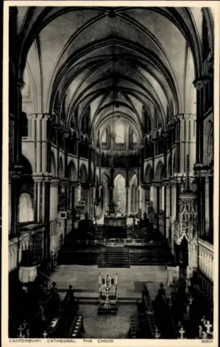 Ak Canterbury Kent England, Canterbury Kathedrale, Innenansicht, Chor, Schwarz-Weiß-Foto