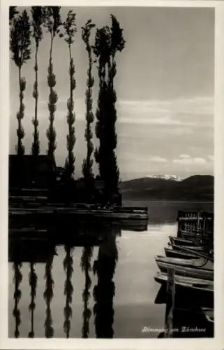 Ak Erlenbach am Zürichsee Kanton Zürich, Stimmung am  Bäume, Wasser, Boote