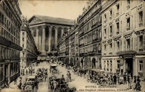 Ak Paris VII, Hotel Burgundy, rue Duphot,  Straßenansicht,  Fahrzeuge