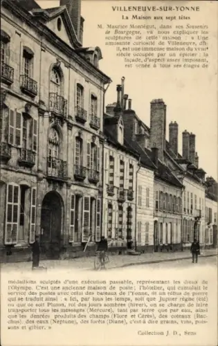 CPA Villeneuve-sur-Yonne, Maison aux sept têtes