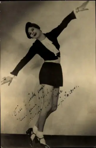 Foto Porträt einer jungen Frau, Künstlerin, Autogramm