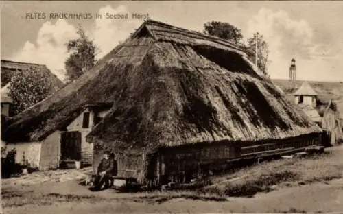 Ak Niechorze Ostseebad Horst Pommern, Altes Rauchhaus