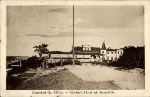 Ak Mielno Groß Möllen Großmöllen Pommern, Böttchers Hotel mit Strandhalle