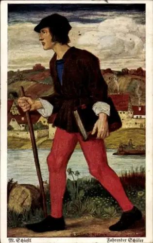 Künstler Ak Schiestl, Matthäus, Fahrender Schüler