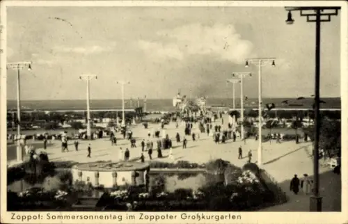 Ak Sopot Gdańsk Zoppot Danzig, Sommersonnentag im Zoppoter Großkurgarten