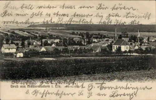 Ak Niedermodern Elsass Bas Rhin, Gesamtansicht