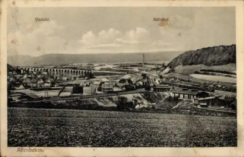 Ak Altenbeken in Westfalen, Gesamtansicht, Bahnhof, Viadukt