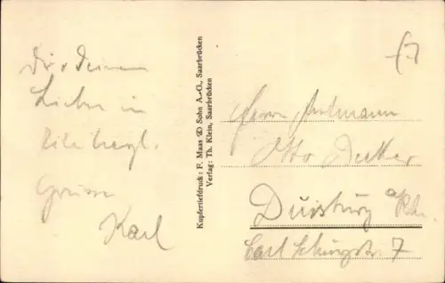 Ak Saarbrücken im Saarland, Alte Brücke, Boote