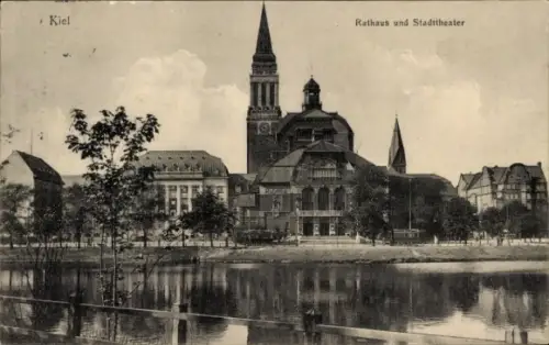 Ak Kiel, Rathaus, Stadttheater
