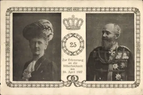 Ak Fürst Georg von Schaumburg-Lippe, Maria Anna von Sachsen-Altenburg, Silberhochzeit