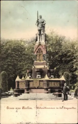 Ak Berlin Tiergarten, Rolandbrunnen in der Siegesallee