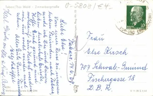 Ak Tabarz im Thüringer Wald, Zimmerbergstraße