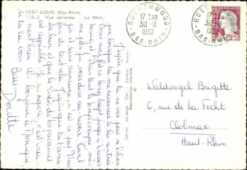 Ak Fort Louis Elsass Bas Rhin, Luftbild