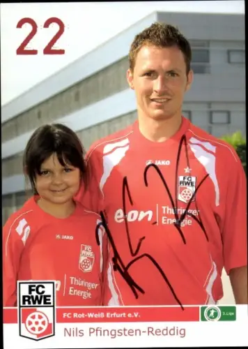 Autogrammkarte Fußballer Nils Pfingsten - Reddig, FC Rot-Weiß Erfurt, Autogramm