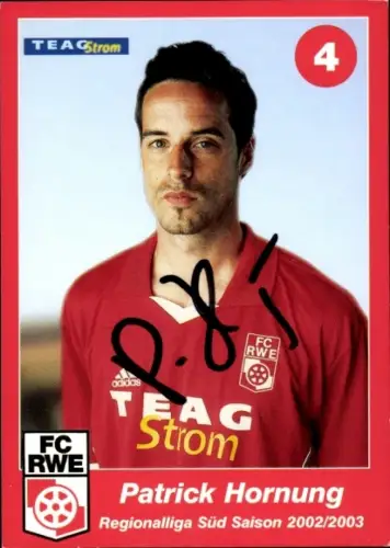 Autogrammkarte Fußballer Patrick Hornung, FC Rot-Weiß Erfurt, Autogramm