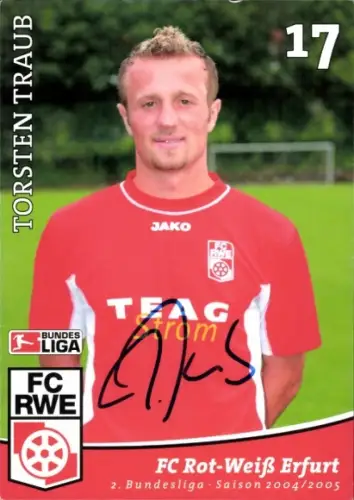 Autogrammkarte Fußballer Torsten Traub, FC Rot-Weiß Erfurt, Autogramm