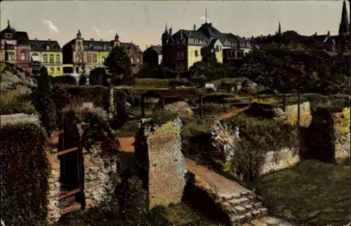 Ak Trier an der Mosel, Römische Bäder, Ruinen, Häuser, Gartenlandschaft