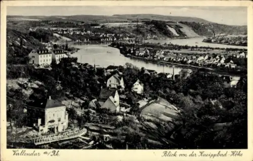 Ak Vallendar am Rhein, Vallendar am Rhein, Blick von der Kneippbad-Höhe, Flusslandschaft, Häuser