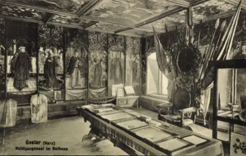 Ak Goslar am Harz, Goslar (Harz), Huldigungssaal im Rathaus,  Wandmalereien