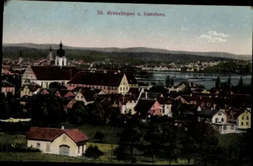 Ak Kreuzlingen Kanton Thurgau, Gesamtansicht mit Konstanz