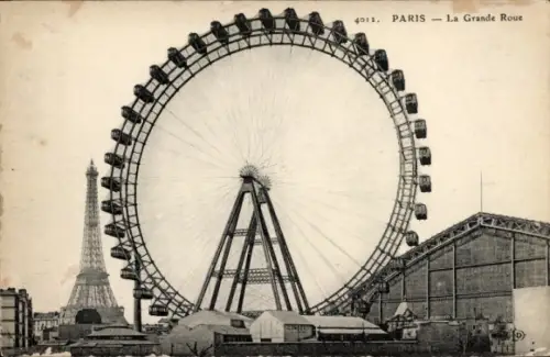 Ak Paris, La Grande Roue, Riesenrad, Eiffelturm