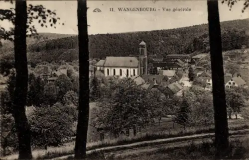Ak Wangenbourg Wangenburg Elsass Bas Rhin,  Kirche, Landschaft, Bäume, Häuser