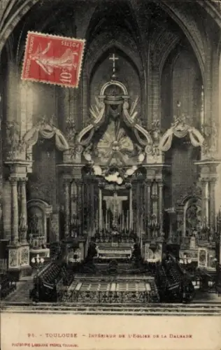 Ak Toulouse Haute Garonne, Innenansicht der Kirche,  Fototypie Labouche, 10%