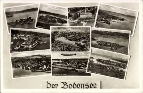 Ak Friedrichshafen am Bodensee, Konstanz, Zeppelin, Lindau