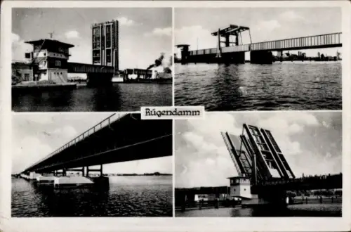 Ak Stralsund in Vorpommern, Rügendamm, Brücke