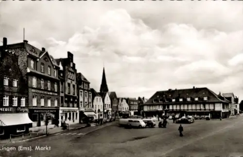 Ak Lingen im Emsland, Markt, Geschäfte