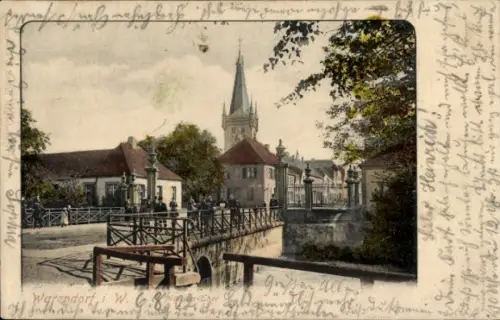 Ak Warendorf im Münsterland, Teilansicht, Brücke