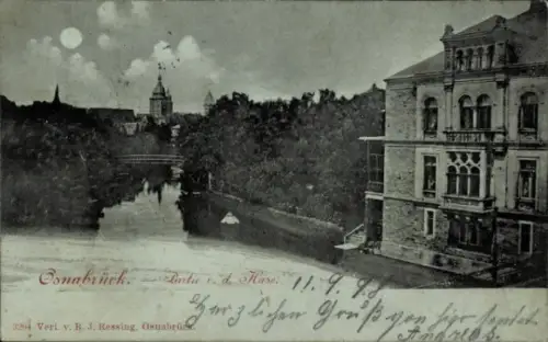 Mondschein Ak Osnabrück in Niedersachsen, an der Hase