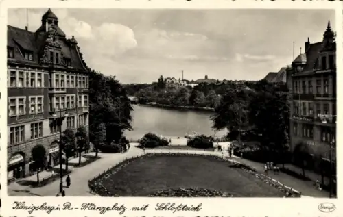Ak Kaliningrad Königsberg Ostpreußen, Münzplatz, Schlossteich